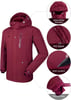 CAMEL CROWN Mens Winter Ski Jackets Warmth Coat Waterproof Detachable Hood Windproof Fleece Lined for Mountain SnowWine Red