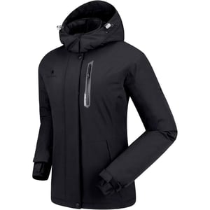 CAMEL CROWN Womens Ski Jacket with Hood Winter Thicken Windproof Raincoat Warm Fleece Mountain Female CoatBlack