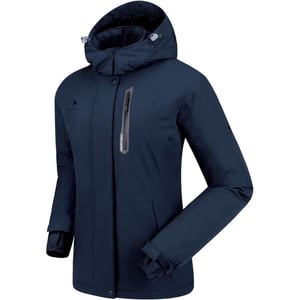 CAMEL CROWN Womens Ski Jacket with Hood Winter Thicken Windproof Raincoat Warm Fleece Mountain Female CoatDark Blue