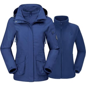 CAMEL CROWN Womens Waterproof Ski Jacket 3in1 Windbreaker Winter Coat Fleece Inner for Rain Snow Outdoor HikingDark Blue415020