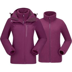 CAMEL CROWN Womens Waterproof Ski Jacket Winter Coat Windbreaker Fleece Inner Detachable Hood Snow Hiking OutdoorDeep Purple109