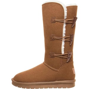 CAMEL CROWN 12 Tall Mid Calf Winter Boots for Women Faux Fur Snow Boot 3Button Suede Fashion Booties Knee HighKhaki