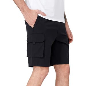 CAMEL CROWN Mens Hiking Cargo Shorts Elastic Waist Quick Dry Lightweight Shorts for Athletic Shorts with PocketsBlack