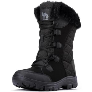 CAMEL CROWN Womens Waterproof Snow Boot Winter Insulated Warm Fur Lined MidCalf Boots NonSlip LaceUp Outdoor Booties for Cold WeatherBlack