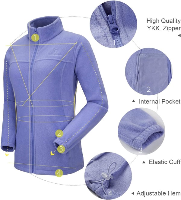 CAMEL CROWN Women Full Zip Fleece Jackets with Pockets Soft Polar Fleece Coat Jacket Sweater for Spring OutdoorBlue2