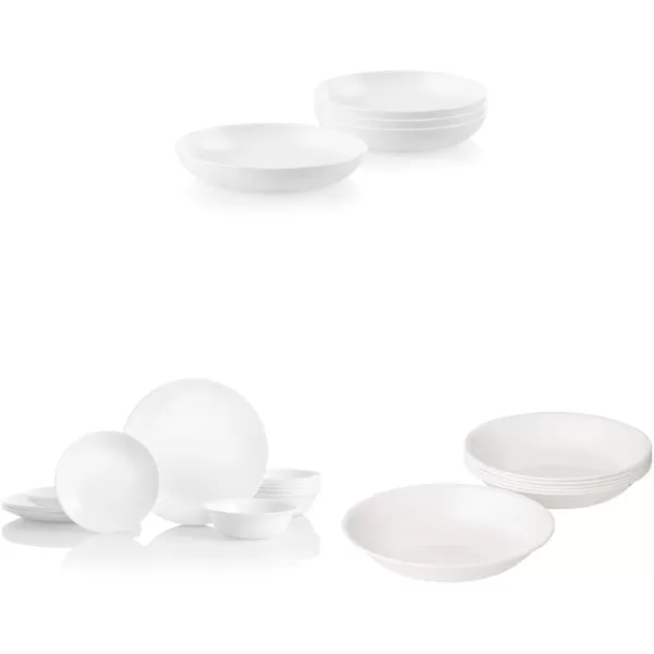 Corelle 4-Pc Versa Bowls for Pasta, Salad and More, Service for 4, Durable and Eco-Friendly 30-Oz , Compact Stack Bowl Set, Microwave and Dishwasher Safe, White