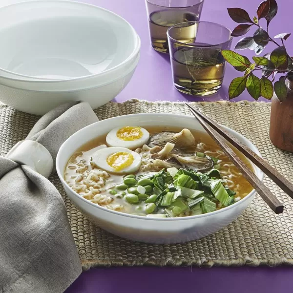 Corelle 4-Pc Versa Bowls for Pasta, Salad and More, Service for 4, Durable and Eco-Friendly 30-Oz , Compact Stack Bowl Set, Microwave and Dishwasher Safe, White