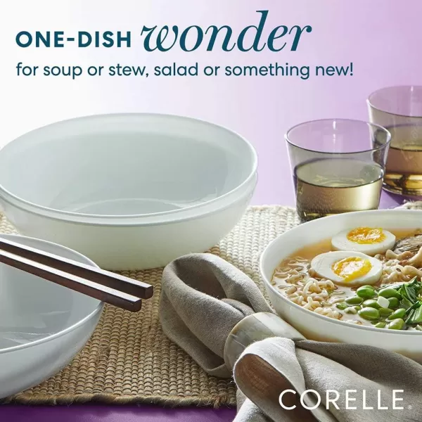 Corelle 4-Pc Versa Bowls for Pasta, Salad and More, Service for 4, Durable and Eco-Friendly 30-Oz , Compact Stack Bowl Set, Microwave and Dishwasher Safe, White