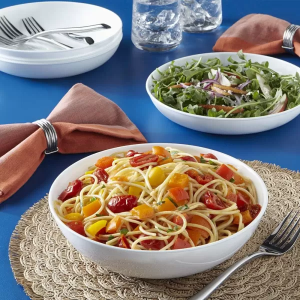 Corelle 4-Pc Versa Bowls for Pasta, Salad and More, Service for 4, Durable and Eco-Friendly 30-Oz , Compact Stack Bowl Set, Microwave and Dishwasher Safe, White