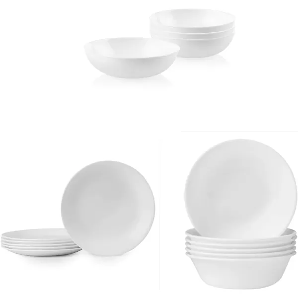 Corelle 4-Pc Versa Bowls for Pasta, Salad and More, Service for 4, Durable and Eco-Friendly 30-Oz , Compact Stack Bowl Set, Microwave and Dishwasher Safe, White