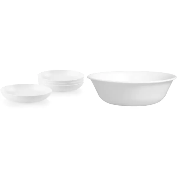 Corelle 4-Pc Versa Bowls for Pasta, Salad and More, Service for 4, Durable and Eco-Friendly 30-Oz , Compact Stack Bowl Set, Microwave and Dishwasher Safe, White