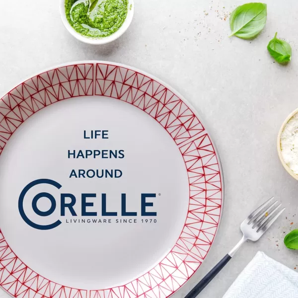 Corelle Everyday Expressions 12-Pc Dinnerware Set, Service for 4, Durable and Eco-Friendly, Higher Rim Glass Plate &amp; Bowl Set, Microwave and Dishwasher Safe, Azure Medallion