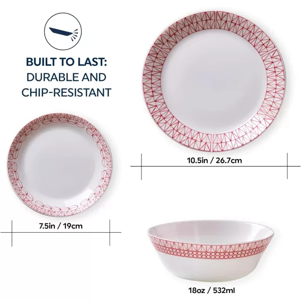 Corelle Everyday Expressions 12-Pc Dinnerware Set, Service for 4, Durable and Eco-Friendly, Higher Rim Glass Plate &amp; Bowl Set, Microwave and Dishwasher Safe, Azure Medallion