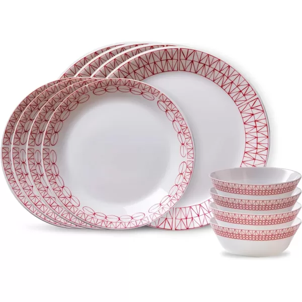 Corelle Everyday Expressions 12-Pc Dinnerware Set, Service for 4, Durable and Eco-Friendly, Higher Rim Glass Plate &amp; Bowl Set, Microwave and Dishwasher Safe, Azure Medallion