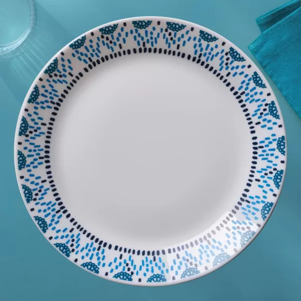 Corelle Everyday Expressions 12-Pc Dinnerware Set, Service for 4, Durable and Eco-Friendly, Higher Rim Glass Plate &amp; Bowl Set, Microwave and Dishwasher Safe, Azure Medallion