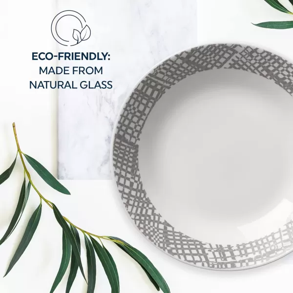 Corelle MilkGlass 4-Piece  8.5" Pasta Bowl Plate Set, Higher Rimmed Glass Dinnerware For Pasta Salad Meal, Azure Medallion, 1 Count 