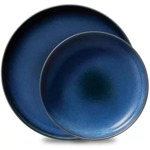 Corelle Stoneware 16-Pc Dinnerware Set, Handcrafted Artisanal Double Bead Plates, Meal Bowls, Bowls and Tumblers, Solid and Reactive Glazes, Dining Plate Set, Oatmeal