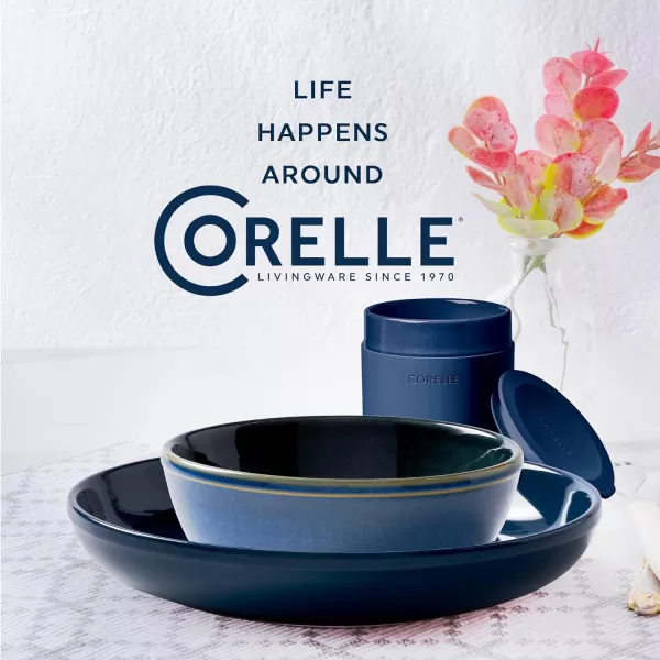 Corelle Stoneware 16-Pc Dinnerware Set, Handcrafted Artisanal Double Bead Plates, Meal Bowls, Bowls and Tumblers, Solid and Reactive Glazes, Dining Plate Set, Oatmeal