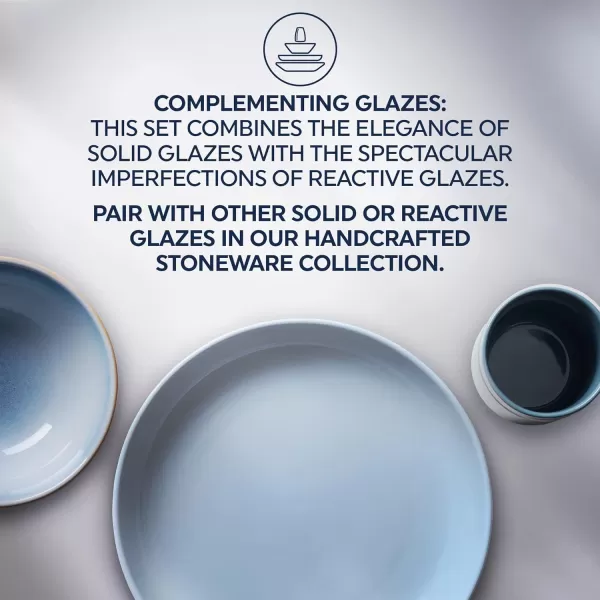 Corelle Stoneware 16-Pc Dinnerware Set, Handcrafted Artisanal Double Bead Plates, Meal Bowls, Bowls and Tumblers, Solid and Reactive Glazes, Dining Plate Set, Oatmeal