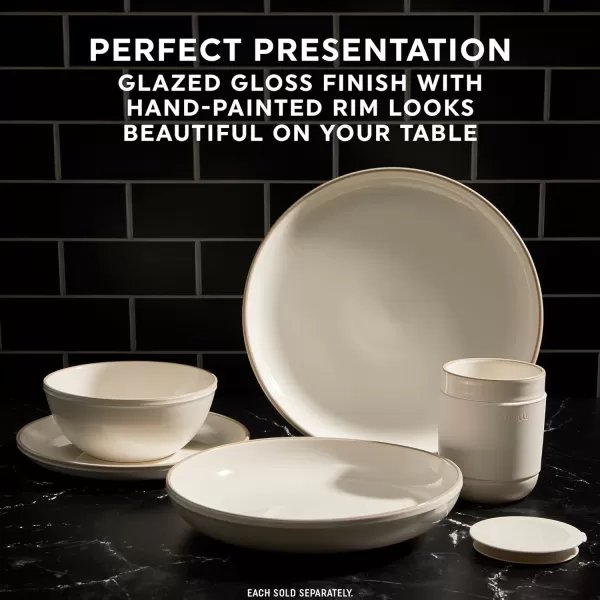 Corelle Stoneware 16-Pc Dinnerware Set, Handcrafted Artisanal Double Bead Plates, Meal Bowls, Bowls and Tumblers, Solid and Reactive Glazes, Dining Plate Set, Oatmeal
