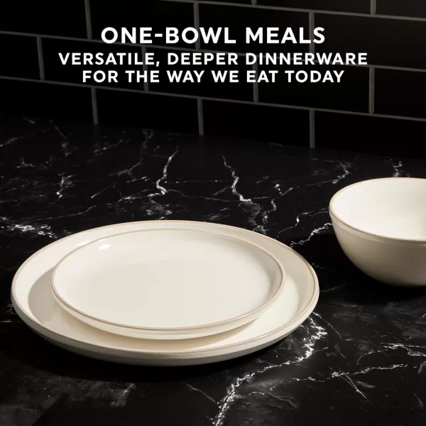 Corelle Stoneware 16-Pc Dinnerware Set, Handcrafted Artisanal Double Bead Plates, Meal Bowls, Bowls and Tumblers, Solid and Reactive Glazes, Dining Plate Set, Oatmeal