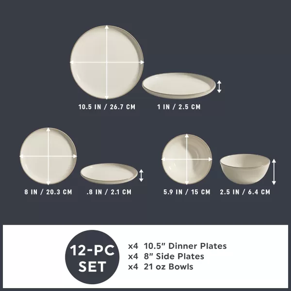 Corelle Stoneware 16-Pc Dinnerware Set, Handcrafted Artisanal Double Bead Plates, Meal Bowls, Bowls and Tumblers, Solid and Reactive Glazes, Dining Plate Set, Oatmeal