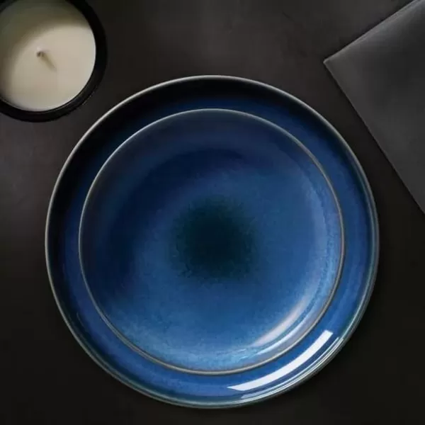 Corelle Stoneware 16-Pc Dinnerware Set, Handcrafted Artisanal Double Bead Plates, Meal Bowls, Bowls and Tumblers, Solid and Reactive Glazes, Dining Plate Set, Oatmeal
