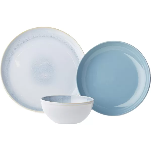 Corelle Stoneware 16-Pc Dinnerware Set, Handcrafted Artisanal Double Bead Plates, Meal Bowls, Bowls and Tumblers, Solid and Reactive Glazes, Dining Plate Set, Oatmeal