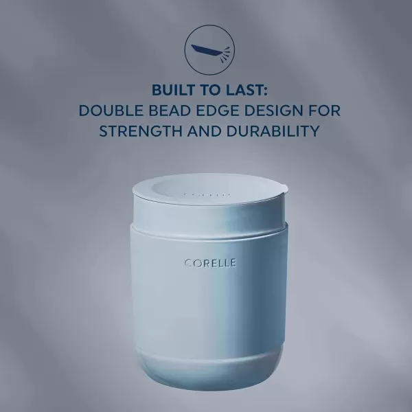 Corelle Stoneware 4-Pc Tumbler Set of 2 with Lids, Handcrafted Artisanal Travel Mug, Solid Glaze Stoneware, 13-1/2-Oz Travel Coffee Mug Set, Navy