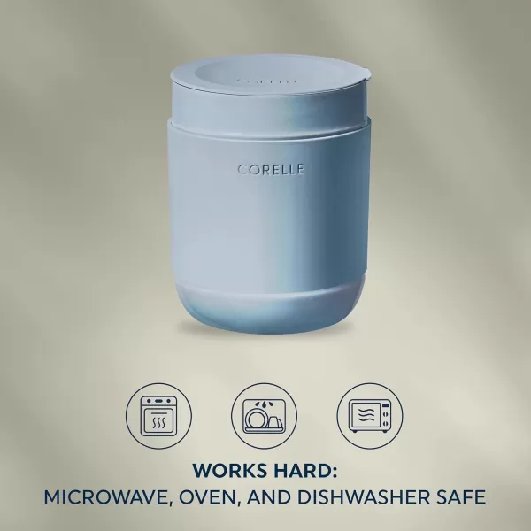 Corelle Stoneware 4-Pc Tumbler Set of 2 with Lids, Handcrafted Artisanal Travel Mug, Solid Glaze Stoneware, 13-1/2-Oz Travel Coffee Mug Set, Navy