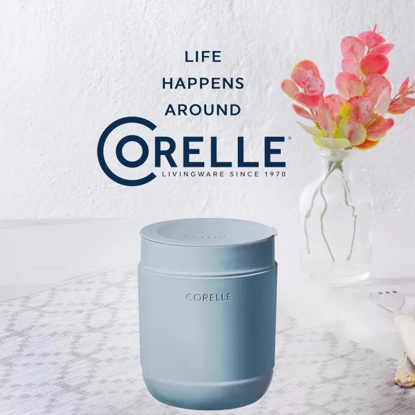 Corelle Stoneware 4-Pc Tumbler Set of 2 with Lids, Handcrafted Artisanal Travel Mug, Solid Glaze Stoneware, 13-1/2-Oz Travel Coffee Mug Set, Navy