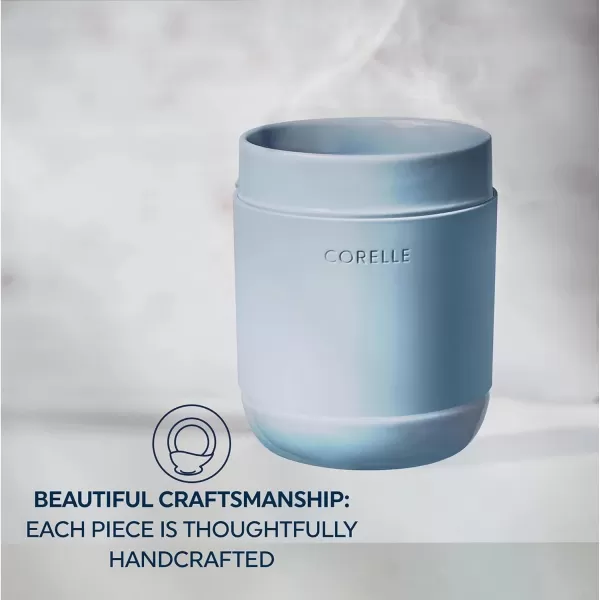 Corelle Stoneware 4-Pc Tumbler Set of 2 with Lids, Handcrafted Artisanal Travel Mug, Solid Glaze Stoneware, 13-1/2-Oz Travel Coffee Mug Set, Navy