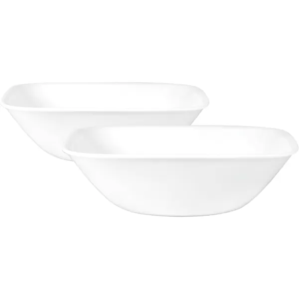 Corelle Vitrelle 1-Qt Serving Bowl, Large Serving Bowl, Triple Layer Glass, Crack and Chip Resistant, Square Serving Trays, 7.75"W x 2.25"H  White