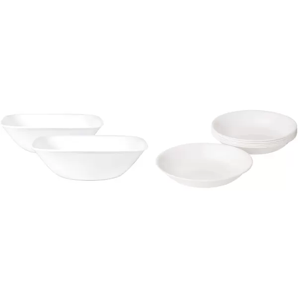 Corelle Vitrelle 1-Qt Serving Bowl, Large Serving Bowl, Triple Layer Glass, Crack and Chip Resistant, Square Serving Trays, 7.75"W x 2.25"H  White