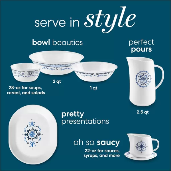 Corelle Vitrelle 1-Qt Serving Bowl, Large Serving Bowl, Triple Layer Glass, Crack and Chip Resistant, Square Serving Trays, 7.75"W x 2.25"H  White