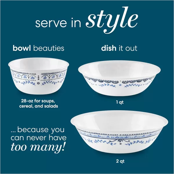 Corelle Vitrelle 1-Qt Serving Bowl, Large Serving Bowl, Triple Layer Glass, Crack and Chip Resistant, Square Serving Trays, 7.75"W x 2.25"H  White