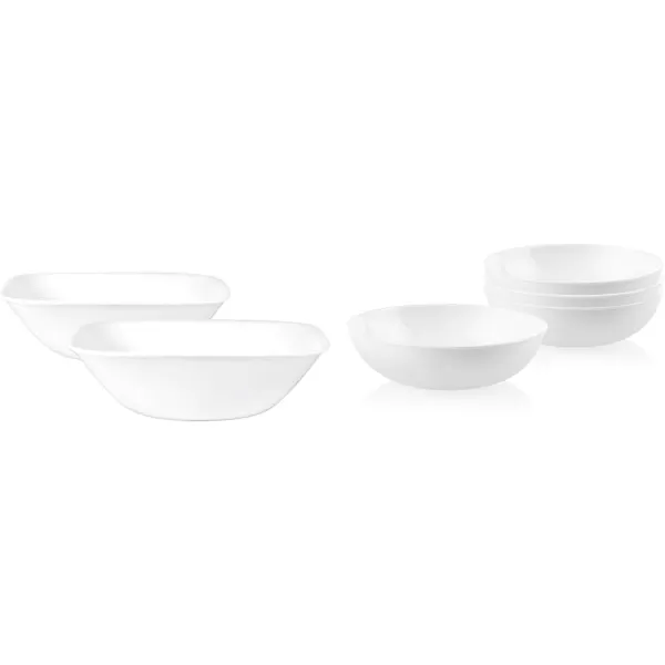 Corelle Vitrelle 1-Qt Serving Bowl, Large Serving Bowl, Triple Layer Glass, Crack and Chip Resistant, Square Serving Trays, 7.75"W x 2.25"H  White