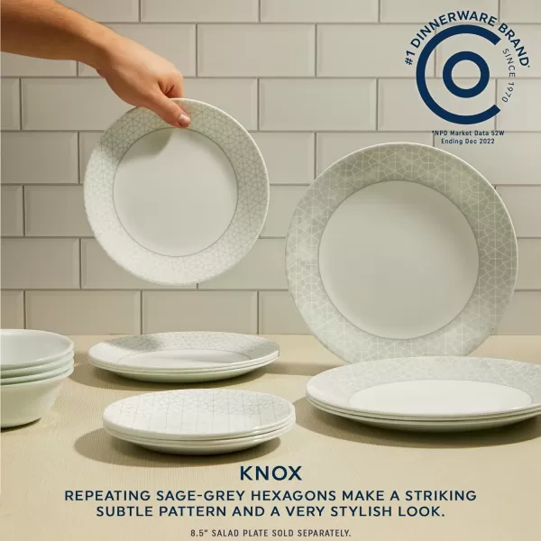 Corelle Vitrelle 18 Piece Glass Dinnerware Sets, Service for 6, Triple Layer Chip &amp; Crack Resistant Glass Plate and Bowl Sets, Spring Blossom Green