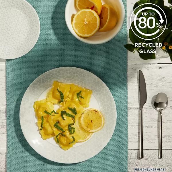 Corelle Vitrelle 18 Piece Glass Dinnerware Sets, Service for 6, Triple Layer Chip &amp; Crack Resistant Glass Plate and Bowl Sets, Spring Blossom Green