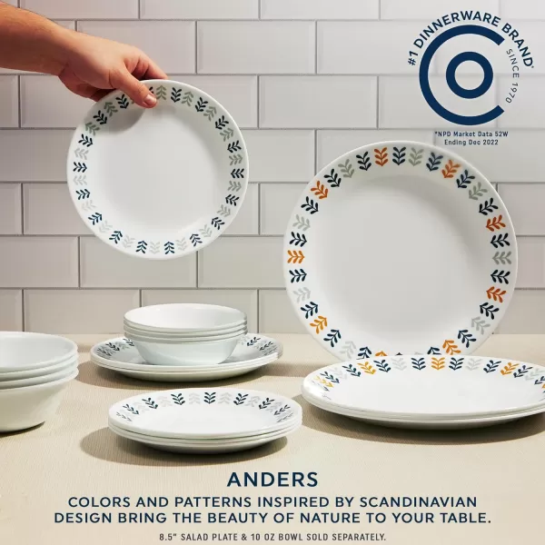 Corelle Vitrelle 18 Piece Glass Dinnerware Sets, Service for 6, Triple Layer Chip &amp; Crack Resistant Glass Plate and Bowl Sets, Spring Blossom Green