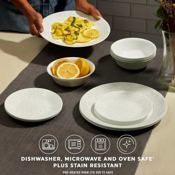 Corelle Vitrelle 18 Piece Glass Dinnerware Sets, Service for 6, Triple Layer Chip &amp; Crack Resistant Glass Plate and Bowl Sets, Spring Blossom Green