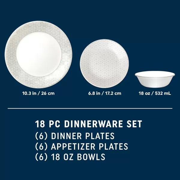 Corelle Vitrelle 18 Piece Glass Dinnerware Sets, Service for 6, Triple Layer Chip &amp; Crack Resistant Glass Plate and Bowl Sets, Spring Blossom Green