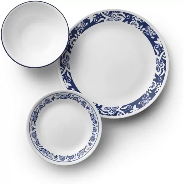 Corelle Vitrelle 18-Piece Service for 6 Dinnerware Set, Triple Layer Glass and Chip Resistant, Lightweight Round Plates and Bowls Set, Portofino