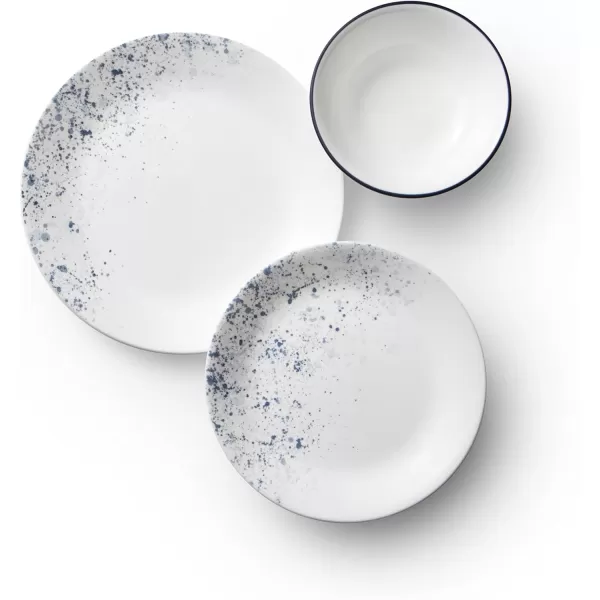 Corelle Vitrelle 18-Piece Service for 6 Dinnerware Set, Triple Layer Glass and Chip Resistant, Lightweight Round Plates and Bowls Set, Portofino
