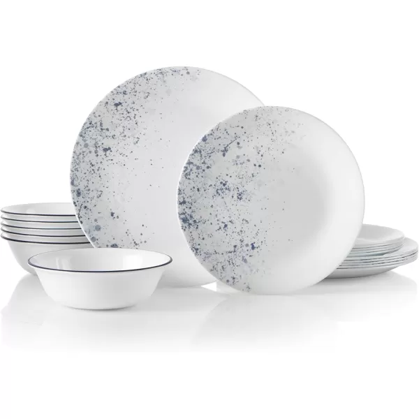 Corelle Vitrelle 18-Piece Service for 6 Dinnerware Set, Triple Layer Glass and Chip Resistant, Lightweight Round Plates and Bowls Set, Portofino