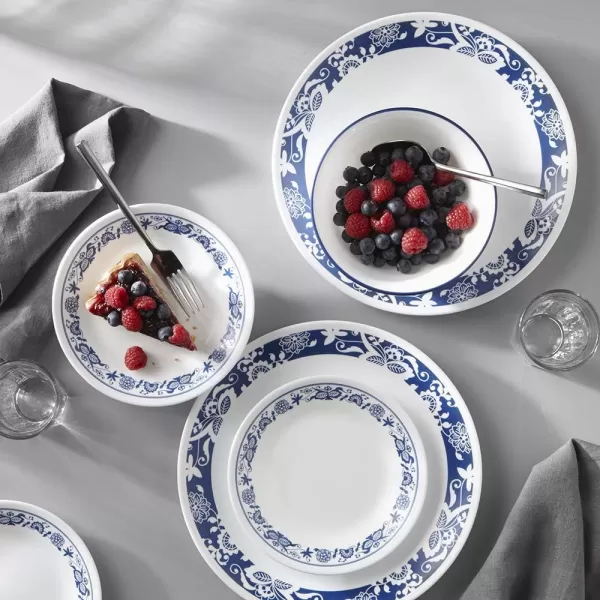 Corelle Vitrelle 18-Piece Service for 6 Dinnerware Set, Triple Layer Glass and Chip Resistant, Lightweight Round Plates and Bowls Set, Portofino