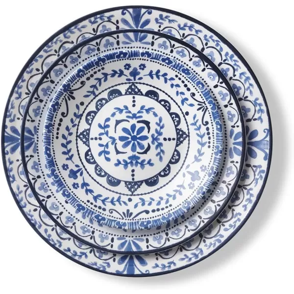 Corelle Vitrelle 18-Piece Service for 6 Dinnerware Set, Triple Layer Glass and Chip Resistant, Lightweight Round Plates and Bowls Set, Portofino