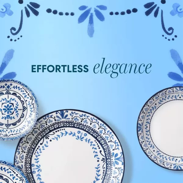 Corelle Vitrelle 18-Piece Service for 6 Dinnerware Set, Triple Layer Glass and Chip Resistant, Lightweight Round Plates and Bowls Set, Portofino
