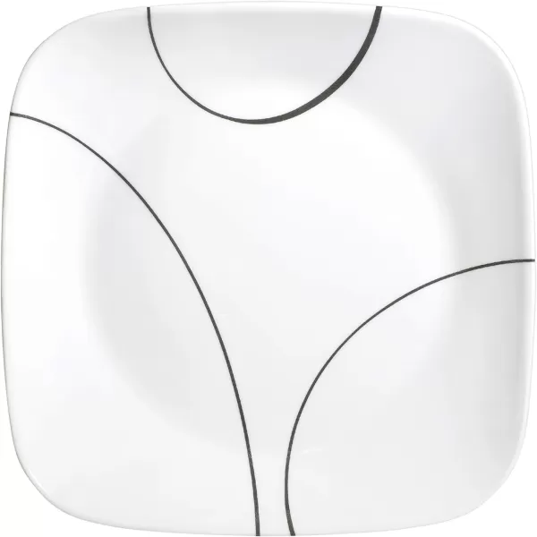 Corelle Vitrelle 18-Piece Service for 6 Dinnerware Set, Triple Layer Glass and Chip Resistant, Lightweight Square Plates and Bowls Set, Simple Sketch