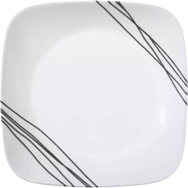 Corelle Vitrelle 18-Piece Service for 6 Dinnerware Set, Triple Layer Glass and Chip Resistant, Lightweight Square Plates and Bowls Set, Simple Sketch